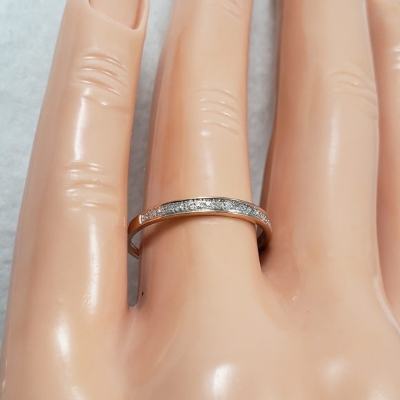 Delicate 14k Rose Gold & Diamonds Band - Picture 8 of 8
